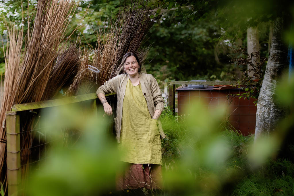 Edinburgh brand photography - homesteader woman standing next to willows 